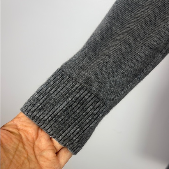 Talbots 100% Merino Wool Gray and Black Velvet Belt Duster Cardigan Size Small - Picture 4 of 8